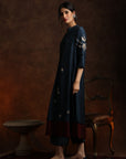 Moon Motifs Embroidery Contrast Double Layered Kurta With Palazzo