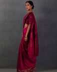 Pink And Red Shaded Matka Tussar Saree