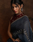 Fascinating & Pristine Midnight Blue Saree & Blouse