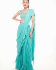 Honey Dew Ruffle Saree