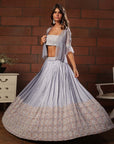 Grey Lehenga With Jacket And Tube