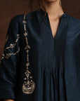 Moon Motifs Embroidery Contrast Double Layered Kurta With Palazzo