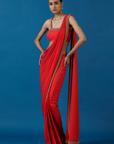 Coral Burst Saree