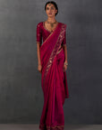 Pink And Red Shaded Matka Tussar Saree