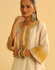 Asmira - Daisy Ivory Long Kurta with Palazzo & Dupatta