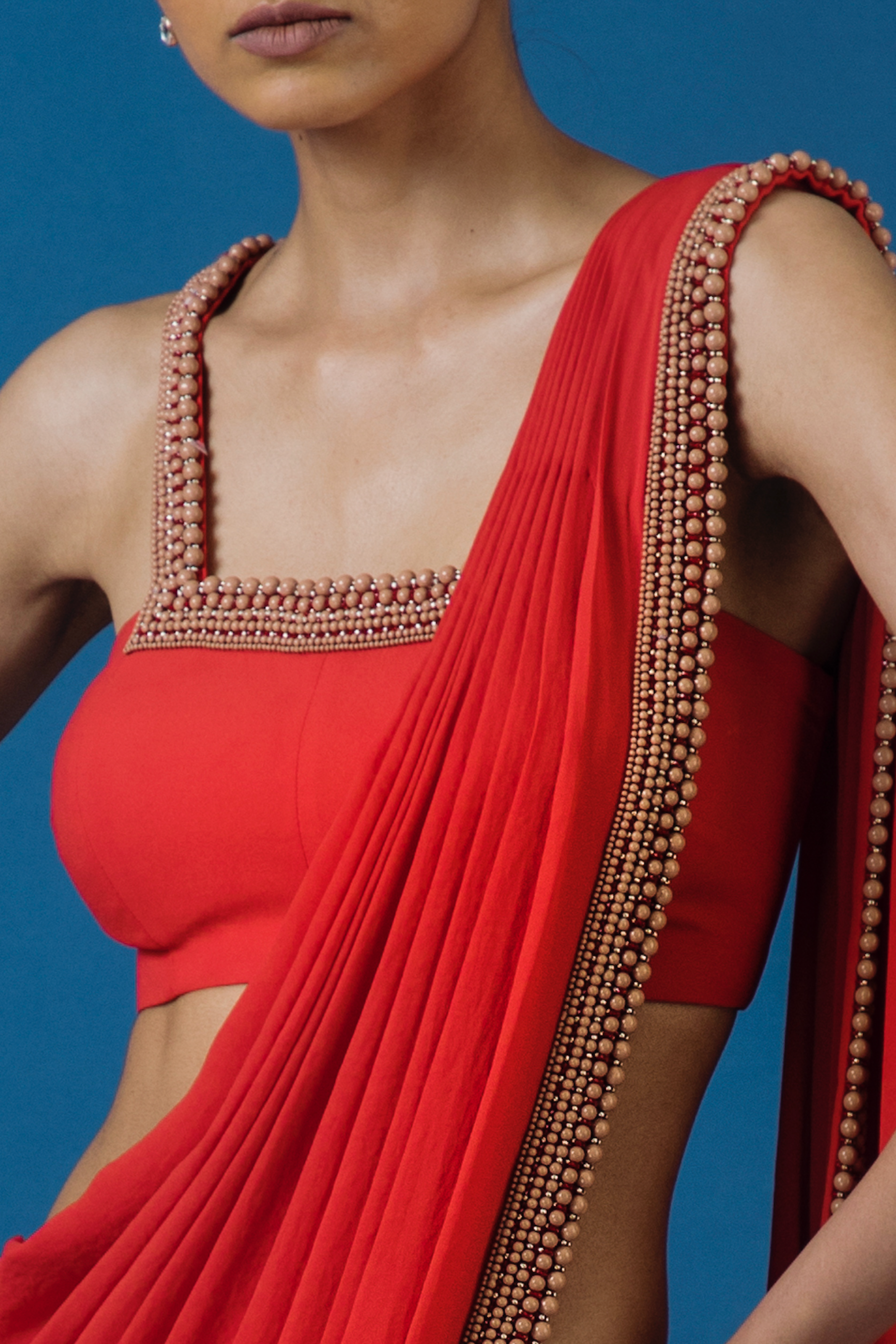 Coral Burst Saree