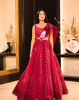 Metallic Pink Chevron Lehenga - Ready to Ship