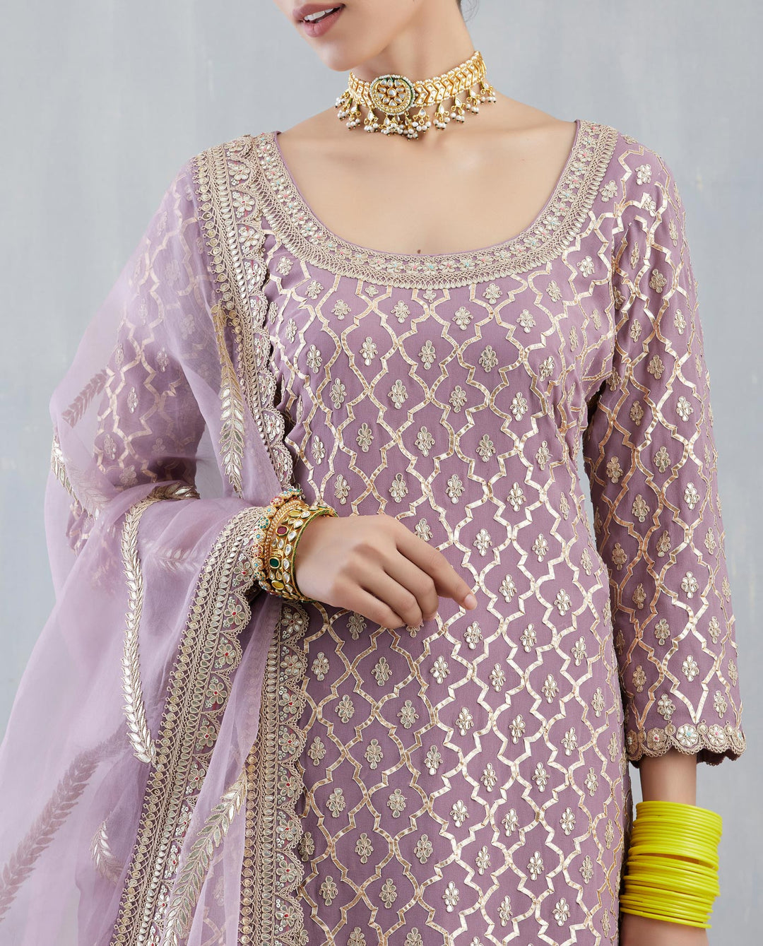 Lavender Organza Sharara Set