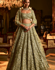 Sage Green Cut Work Lehenga Set