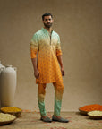 Blue Orange Ombre Print Highlighted Kurta Set