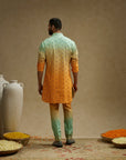 Blue Orange Ombre Print Highlighted Kurta Set