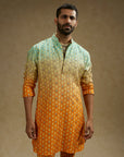 Blue Orange Ombre Print Highlighted Kurta Set