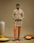 Orange Embellished Kurta Set