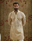 Magnolia Cream Organza Embellished Kurta