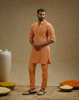 Orange Metal Embellished Lucknowi Kurta