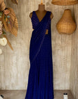 Bright Blue Jasmine Gusset Saree