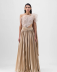 Corded Coral Top and Plisse Skirt