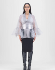 Metallic Corded Ruffle Cape