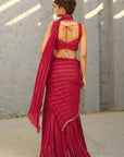 Halley Red Pre Draped Saree