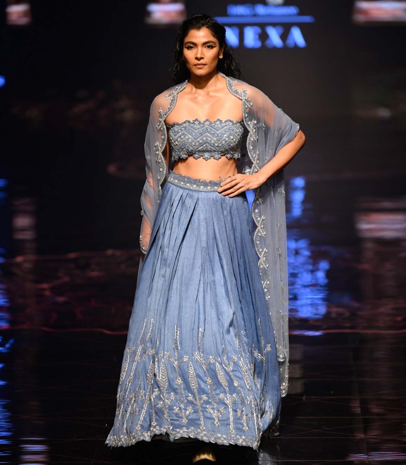 Periwinkle Pleated Lehenga Set