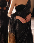 Black Ro Gold Sequins Saree