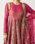 Aarohi Gulabi Lampi Anarkali Dupatta Set