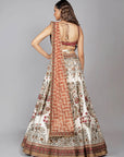 Ivory Printed Skirt with Burgundy Embroidered Lehenga Set