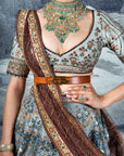 Green Printed And Embroidered Lehenga Set II