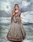 Ivory Printed Band Embroidered Lehenga Set