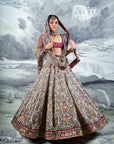 Ivory Printed Band Embroidered Lehenga Set