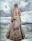 Ivory Printed Band Embroidered Lehenga Set