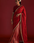 Red Crushed Honeycomb Saree