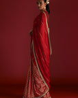 Red Crushed Honeycomb Saree