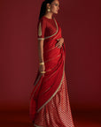 Red Crushed Honeycomb Saree