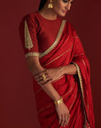 Red Crushed Honeycomb Saree