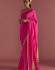 Magenta 'Paan-Patti' Saree