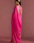 Magenta 'Paan-Patti' Saree