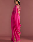 Magenta 'Paan-Patti' Saree