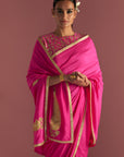 Magenta 'Paan-Patti' Saree