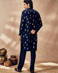 Blue Ganesha Foil Kurta