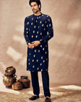 Blue Ganesha Foil Kurta