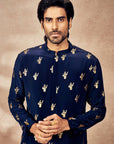 Blue Ganesha Foil Kurta