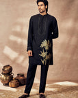 Black Palm Blooms Kurta