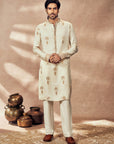 Ivory Traveller's Palm Jacquard Kurta