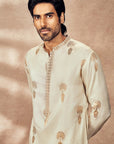 Ivory Traveller's Palm Jacquard Kurta