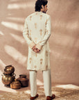 Ivory Traveller's Palm Jacquard Kurta