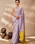 Lime And Lilac Jacquard Saree