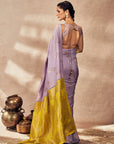 Lime And Lilac Jacquard Saree