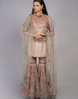 Grey and Pink Gharara Set