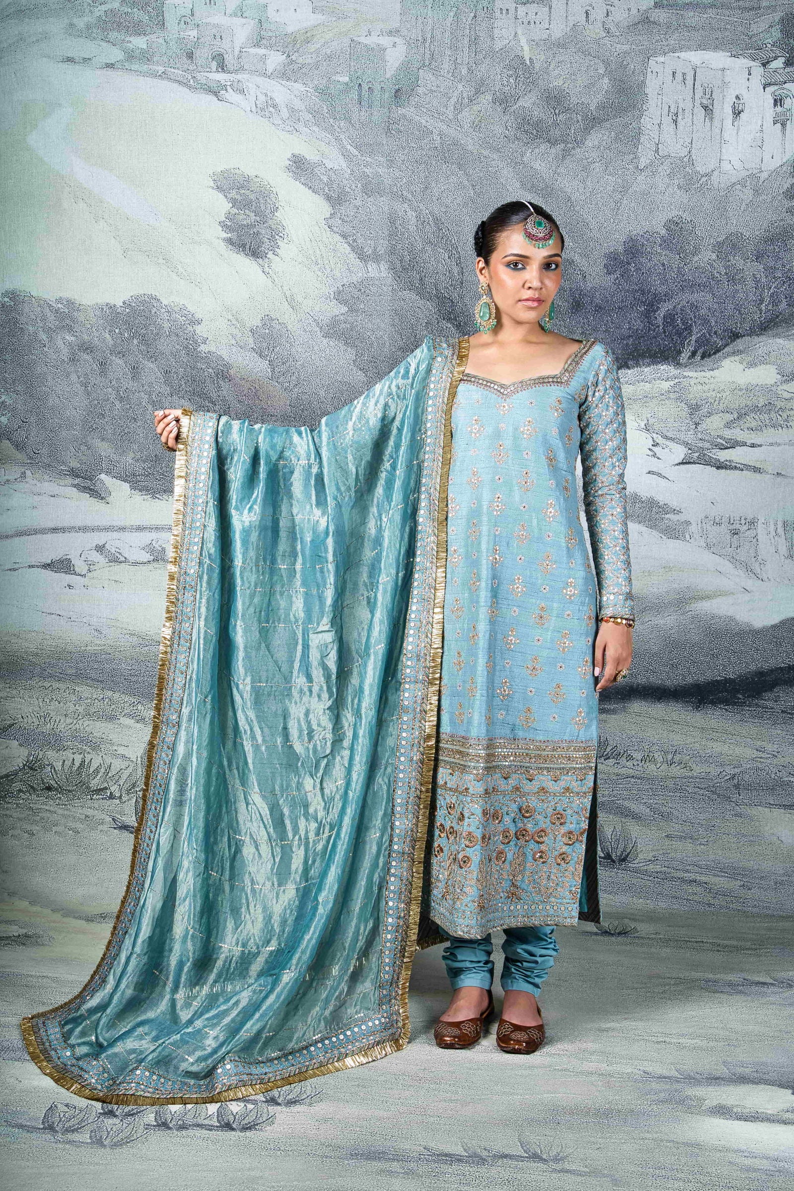 Blue Embroidered Kurta Set